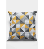 Sarı Geometrik Desen Çift Taraf Yastık Kırlent Kılıfı KRL380