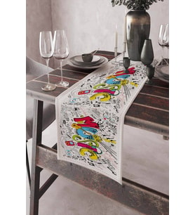 Çok Renkli Pop Art Premium Masa Örtüsü Runner RNR030