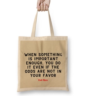 Elon Musk Quotes - Motivation İnspiration Success Work Gifts Bez Çanta Uzun Saplı