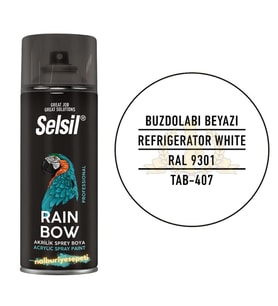 Selsil Rainbow Akrilik Sprey Boya BUZDOLABI BEYAZI 400 ml. - RAL9301