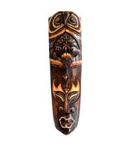 Ahşap Totem Aborjin Tiki Mask 50 cm El Yapımı Duvar Dekoru (Karışık)