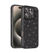 Apple iPhone 16 Pro Uyumlu Kılıf Kamera Korumalı Simli Lüks Zore Koton Kapak (Siyah)