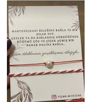 el yapımı 3 adet MARTENİÇKA KIRMIZI BEYAZ DİLEK BİLEKLİĞİ İNCİLİ KIRMIZI İP