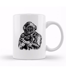 Diver Soldier Kupa Bardak Porselen