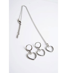 Kalp Tasarımlı Zirkon Taşlı Kolye Küpe Takım