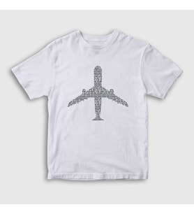 Presmono Unisex Çocuk Beyaz Words Pilot Airplane Uçak T-Shirt 415567tt (Beyaz)