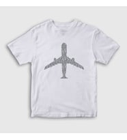 Presmono Unisex Çocuk Beyaz Words Pilot Airplane Uçak T-Shirt 415567tt (Beyaz)