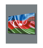 Azerbaycan Bayrağı Cam Tablo 4mm Dayanıklı Temperli Cam,Azerbaijan Flag Glass Wall Art (Çok Renkli)