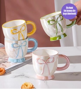 Pastel Fiyonk Temalı Seramik Kupa