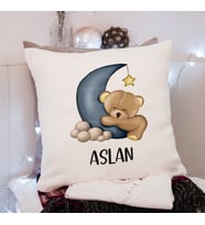 Ay Dedeli Ayıcık Tasarımlı Yastık Kişiye Özel