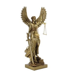 Dekoratif Kanatlı Themis Adalet Kadını Heykeli Biblo 40*17 Cm