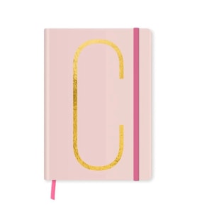 DEFFTER FABOOKS MONOGRAM HARF BASKILI LASTİKLİ SERT KAPAK ÇİZGİLİ DEFTER 168 SYF - C