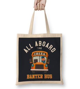 All Aboard The Ibiza Banter Bus Bez Çanta Uzun Saplı