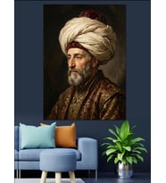 Sarıklı Ve Vakur Osmanlı Sultanı Dekoratif Kanvas - Mdf Ahşap Tablo