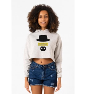 Breaking Bad Yellow Say My Name Head Beyaz Kırçıllı Kadın Crop Kapşonlu