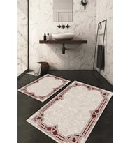 Dijital Baskılı Kaymaz Taban Yıkanabilir 2'li Klozet Takımı Banyo Paspası NDKZ-HT-1114 (Bordo)