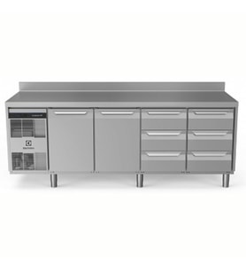 Electrolux Professional Endüstriyel Soğutmalı Tezgah, Sırtlı, "heavy Duty", Aısı304, -2°/+10°c, Dijital, Tropikal - 590 Lt, 2 Kapılı + 6x? Çekmeceli EH4H3AACC
