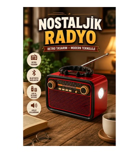 Nostaljik Tasarımlı Retro Radyo Ahşap Görünümlü Klasik Müzik Çalar