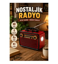 Nostaljik Tasarımlı Retro Radyo Ahşap Görünümlü Klasik Müzik Çalar