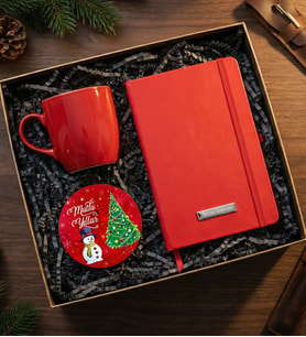 Kişiye Özel Kırmızı Defter & Kırmızı Kupa & Yılbaşı Altlığı Hediye Seti