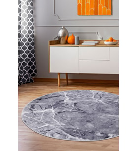 Dijidekor Halı Gri Granit Yıkanabilir Yuvarlak Kesme İnce Yolluk Kilim Salon Halısı Modelleri