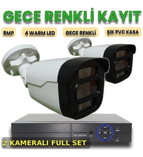 XMPro 2 KAMERALI İNSAN ARAÇ YÜZ ALGILAYAN GECE RENKLİ GÖSTEREN PLASTİK KASA GÜVENLİK KAMERA SETİ
