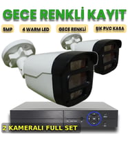 XMPro 2 KAMERALI İNSAN ARAÇ YÜZ ALGILAYAN GECE RENKLİ GÖSTEREN PLASTİK KASA GÜVENLİK KAMERA SETİ