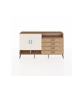 Arges Konsol 5 Raflı 4 Çekmeceli 2 Kapaklı 176x30x99 Çam-Aytaşı/Çam
