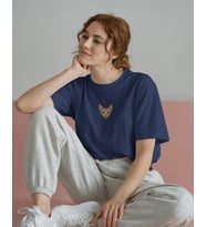 Sphynx Kedi Baskılı Kadın Oversize Tişört – Minimal Sphynx Cat Tasarım