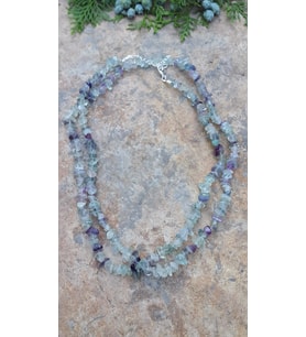 STONEAGE JEWELLERY Florit Doğal Taş Çift Sıra Bayan Kolye (Altın / Dore)