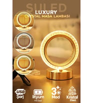 Kristal Moon Oval Masa Lambası, USB Şarjlı, 3 Modlu, Ambiyans LED Nightlamp (Krem)