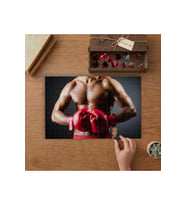 Kırmızı Eldivenli Boksör Tasarımı 240 parça Ahşap Puzzle Ahşap Kutuda MP00933