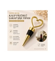 Altın Renk Kalp Figürlü Şarap Şişe Tıpası