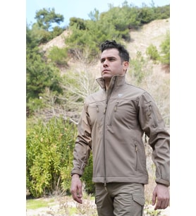 Softshell Mont Bej, 7 Cepli Rüzgar Geçirmez Softshell Mont, Bej Outdoor Mont