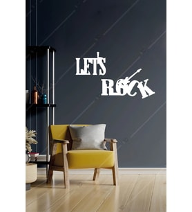 Let's Rock Ahşap Duvar Dekorasyon Ürünü (Beyaz)