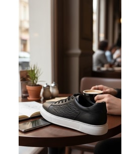 Enoch Hakiki Deri Dalga Desen Garnili Günlük Erkek Sneaker Comfort Taban