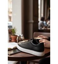 Enoch Hakiki Deri Dalga Desen Garnili Günlük Erkek Sneaker Comfort Taban
