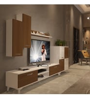 Decoraktiv Eko 6 Slm Dvd Silver Tv Ünitesi Tv Sehpası - Beyaz Ceviz (Beyaz - Ceviz)
