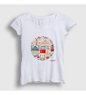 Presmono Kadın Beyaz Tourist Turist İstanbul Türkiye Turkey T-Shirt 499778tt