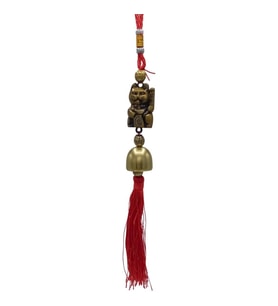 Çin Feng Shui Şans ve Bereket Metal Çan Maneki Neko 30 cm (Karışık)
