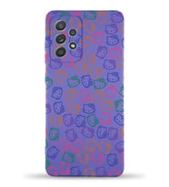 Samsung Galaxy A33 Uyumlu Lansman Kılıf Hello Kitty Tasarımlı İçi Kadife Kapak-Mor (Şeffaf)
