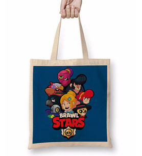 Brawl Stars Yıldızları 04 Bez Çanta Uzun Saplı