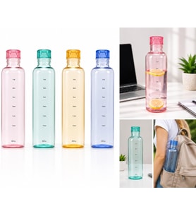 Lexroo Cam Matara Su Şişesi Motivasyonlu Sızdırmaz Matara Suluk Cam 500 Ml, RENKLİ, S