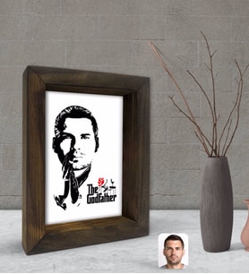BK Gift Kişiye Özel Godfather Baba Silüet Tasarımlı Dekoratif Doğal Masif Ahşap Çerçeve 15x20cm-6 (Beyaz)