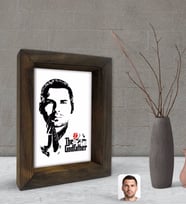 BK Gift Kişiye Özel Godfather Baba Silüet Tasarımlı Dekoratif Doğal Masif Ahşap Çerçeve 15x20cm-6 (Beyaz)