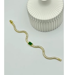 Xuping Ymz Gold Yeşil Taşlı Baget Bileklik - 25-ymzb122