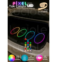 Şerit LED 4’lü 6x9" Oval Pixel LED Hoparlör Kapağı  Adreslenebilir Renk Efektli Işık Seti  Akışkan Animasyon