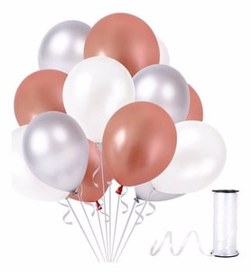 Beyaz -Rose Gold -Gümüş Gri Balon 10 Adet ( Balonlar Sönüktür)