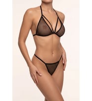 Siyah Boyundan Bağlamalı File Bralet ve T-String Fantazi Takım TM1482
