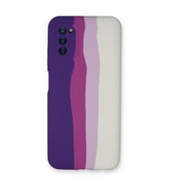 Samsung Galaxy A03s Kılıf Ebruli Lansman Silikon - Mor-beyaz